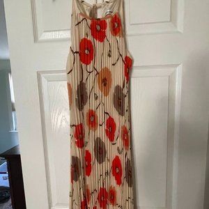 Ellames Women's Summer Spaghetti Strap Pleated Casual Swing Midi Dress with Belt